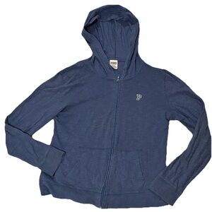 Pink Victoria’s Secret Long Sleeve Full Zip T Shirt Hoodie Light Weight SZ.M